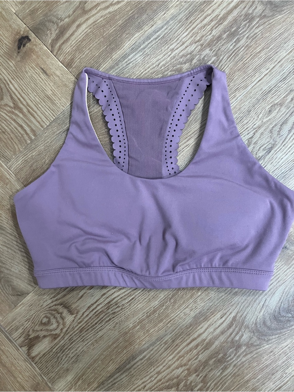 MPG Mauve/ Purple Scalloped Racerback Sports Bra